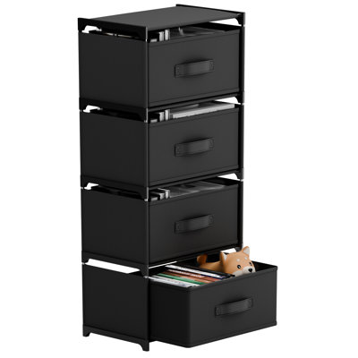 Non-Woven Fabric Multi-Functional Storage Cabinet, 4-Drawer Fabric Dresser, for Bedroom, Living Room, Hallway