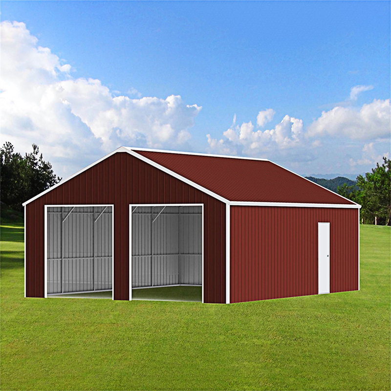 45FT X 25FT Metal Garage Barn Shed, 168.01" H x 540.01" W x 300.01" D, Red