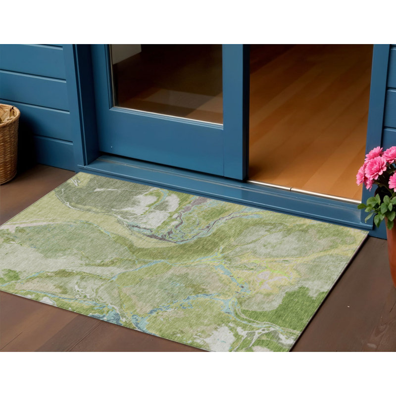 HomeRoots 3' X 5' Gray Abstract Washable Indoor Outdoor Area Rug