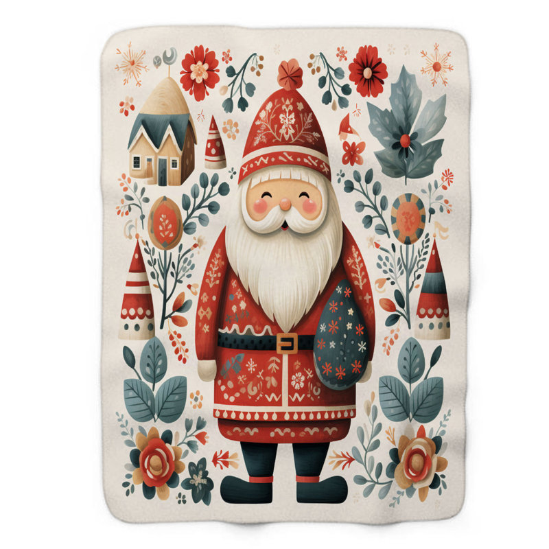 Scandinavian Christmas Art - 1 pièce Sherpa Premium, Grand lit