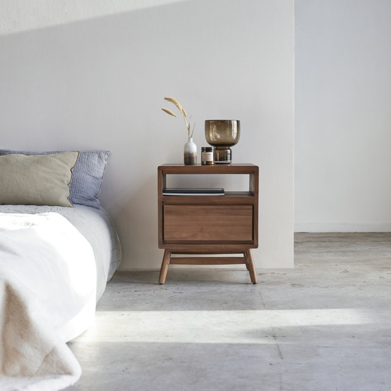 Twist 46cm W Solid Wood Bedside Table