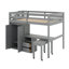 Lit mezzanine double avec escalier, tiroirs, bureau et garde-robe-119971410