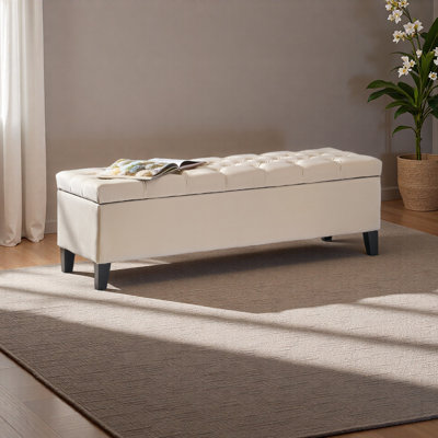 Button - Tufted And Diamond - Stitched Storage Ottoman