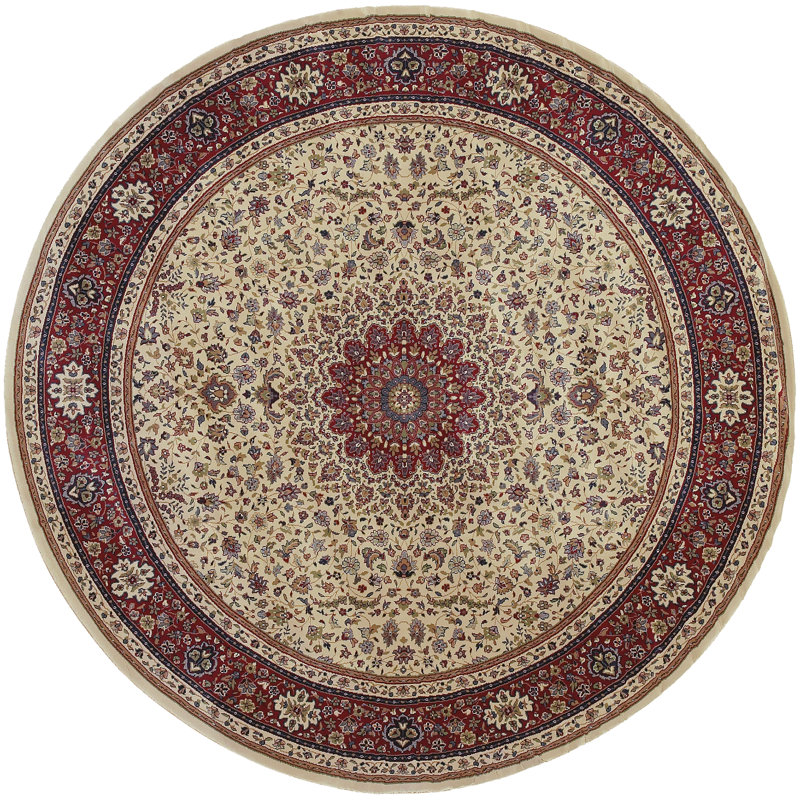 Tapis ivoire / bourgogne Shelburne, Rond 8 pi
