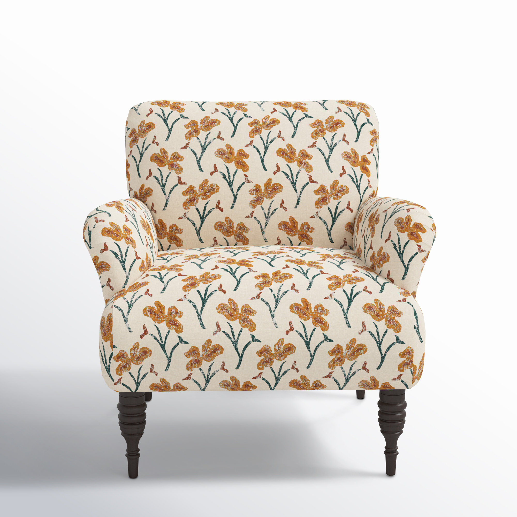 Allura Upholstered Armchair, Vanves Floral Ochre Teal