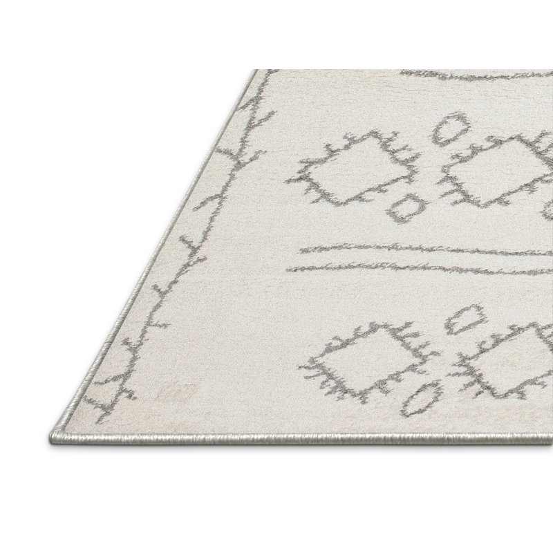 Tapis contemporain gris / crème Burslem, Rectangle 4 pi x 6 pi