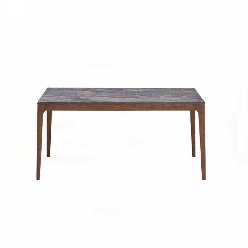 Table de salle à manger en pierre Stone, Brun foncé / noyer