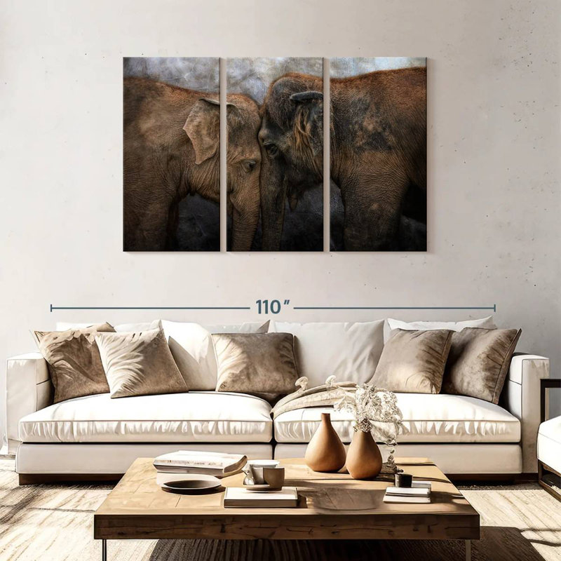 Brampt Elephant Young Love, 48" H x 74" W