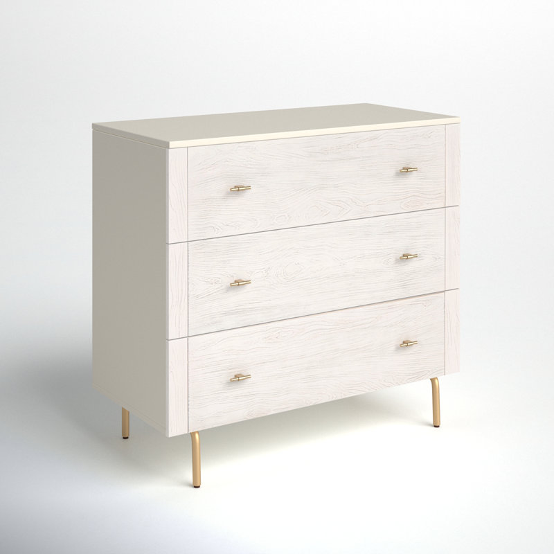 Bartelt 36'' W 3 - Drawer Dresser, Cream/White Washed