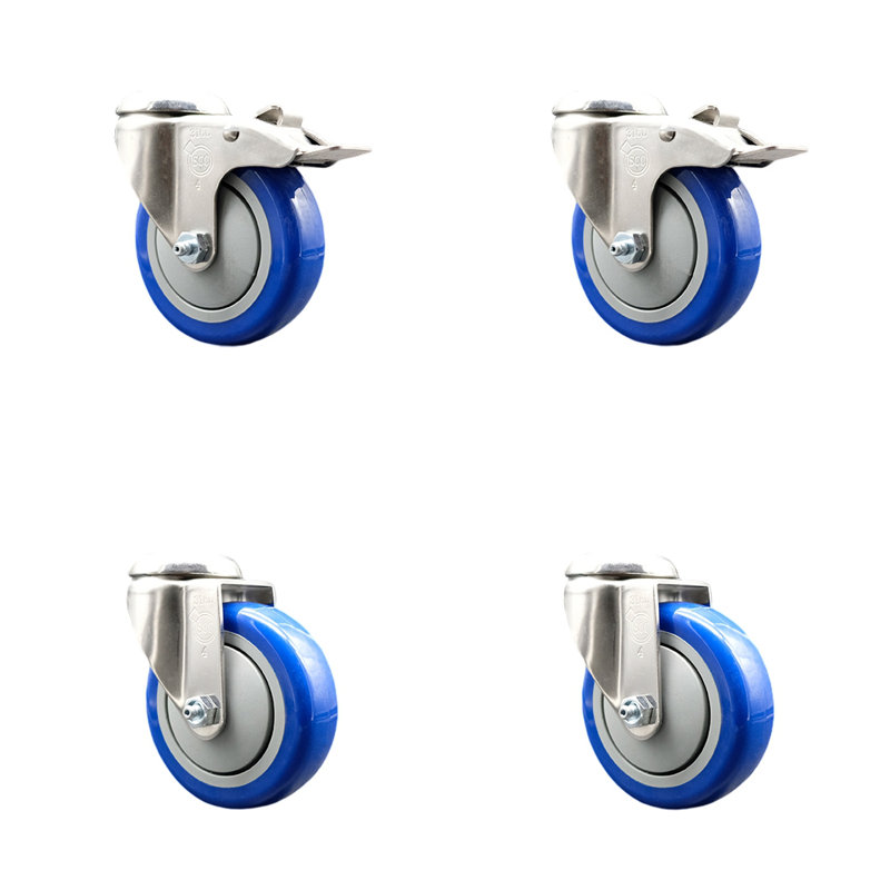 Roulettes pivotantes, Bleu, H 4 po x l 4 po