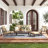 5-Person Aluminum Outdoor Conversation Set With Wood-Grain Finish & Ottoman, Aluminum Patio Furniture Set, 5-person Outdoor Sectional Sofa With Coffee Table-241129779