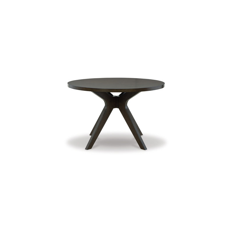 Gray Brown Round Wood Mid-century Modern Dining Table