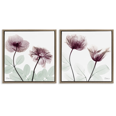 Delicate Mauve Flowers 2pc Floating Frame Set, design by Albert Koetsier