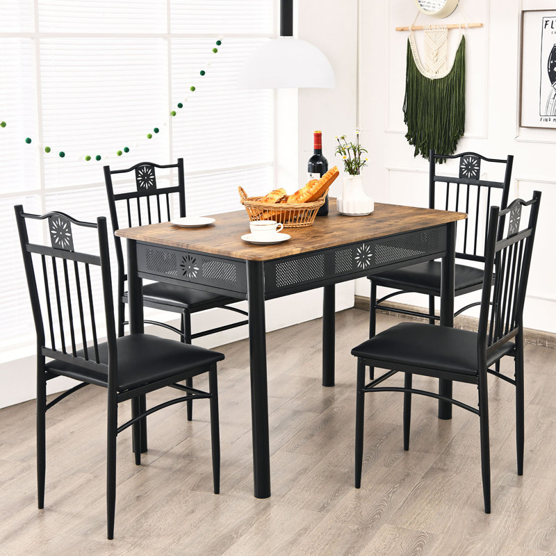 Ensemble repas pour quatre personnes, Brun pâle, Noir