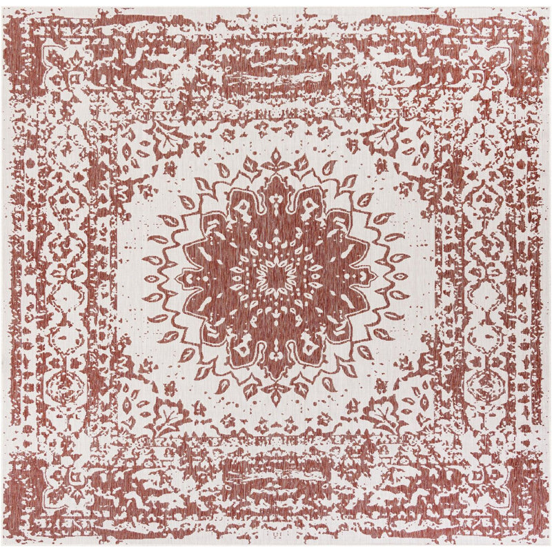 Contemporary Hitchens Runner Rug Rust Red Color, Square 13'1"