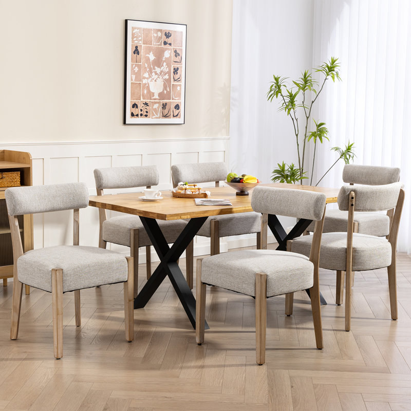 Linen Upholstered Side Dining Chairs, Oatmeal