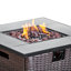 Teamson 76cm Propane Gas Fire Pit Table with Rattan Base, 40,000 BTU Outdoor Patio Heater, Glass Wind Guard, Hidden Propane Tank Storage for Garden