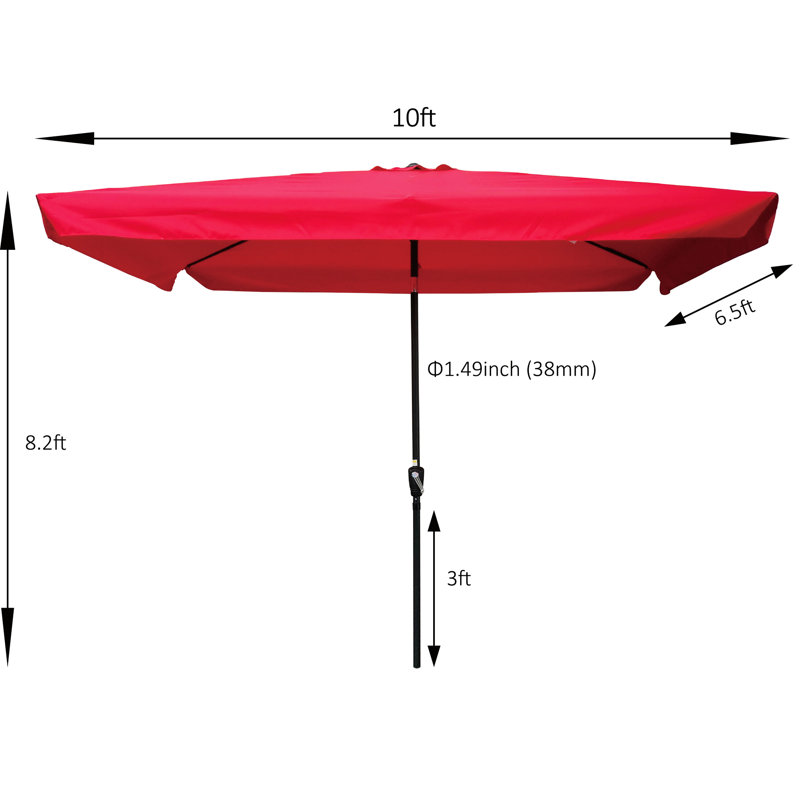 Parasol de patio rectangulaire 10X6.5Ft pour la détente au bord de la piscine - confort rouge
