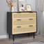 Commode 3 tiroirs en rotin, commode Boho, commode en rotin avec rangement spacieux