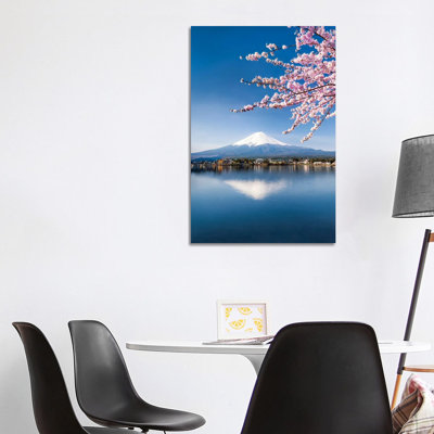 Cherry Blossom and Mount Fuji at Lake Kawaguchiko, Japan 1 Piece Wrapped Canvas Wall Art