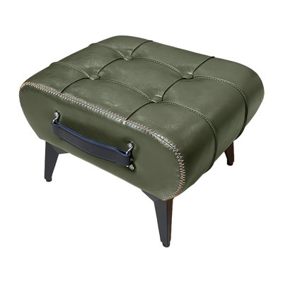 Modern Tufted Leather Ottoman with Hidden Storage Compartment