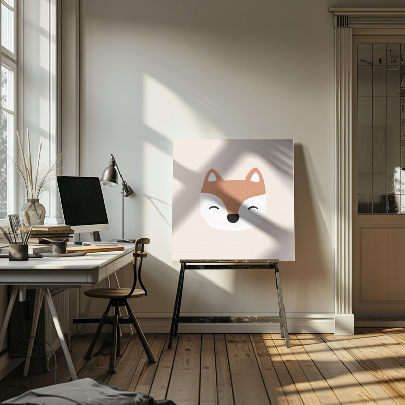 "Blush Fox", art mural sur toile tendue, H 30 po x l 30 po