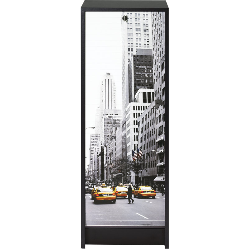 Gratiana 1 -Door 5 -Shelf Storage Cabinet, Black
