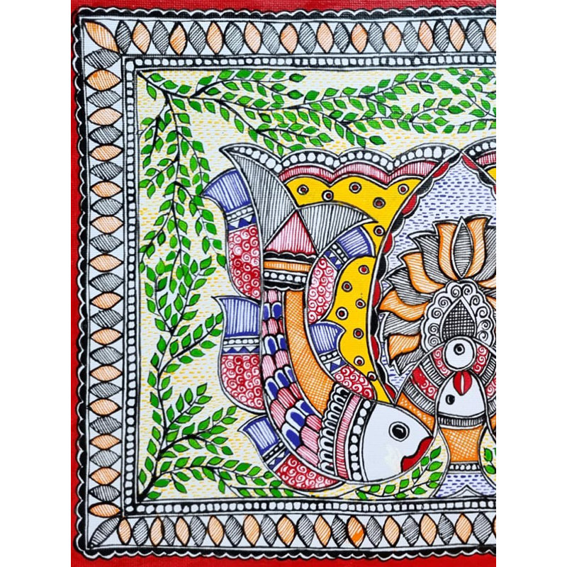 Poissons flottants | Acrylique sur toile tendue à la main | Par Pritanjali