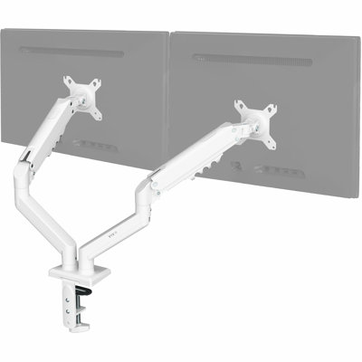 Support de bureau blanc à deux bras avec bras pneumatique blanc