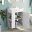 Meuble-lavabo de 21,6 po - Lavabo en céramique, avec capacité de rangement abondante, blanc de démonstration avec lavabo et rangement sur le côté gauche, porte pour une salle de bain lisse, moderne-118731793