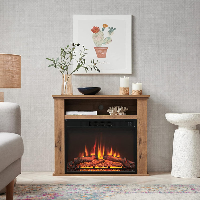 SAHARA FLAMEKO Electric Fireplace, 73cm H x 105.5cm W x 23cm D, Dark Bronx Oak
