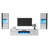 Bhhatu Floating Highgloss Entertainment Center with Electric Fireplace and 2 Bookcases-324347098-324347097