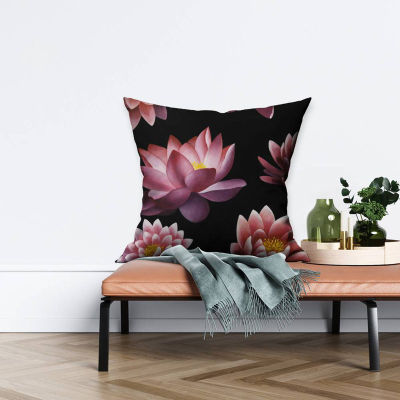 Lotus Flower Pattern - Botanical Floral – Throw Pillow Cover Only, Double-Sided Print, Insert Not Included