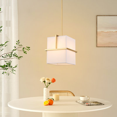  1-Light Single Square/Rectangle Cube Pendant for Kitchen Dining Room Foyer Entryway