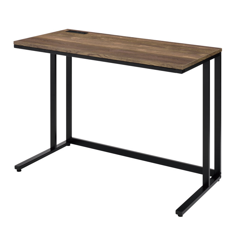Versatile Walnut & Writing Desk With USB Port For Efficient Work, Black