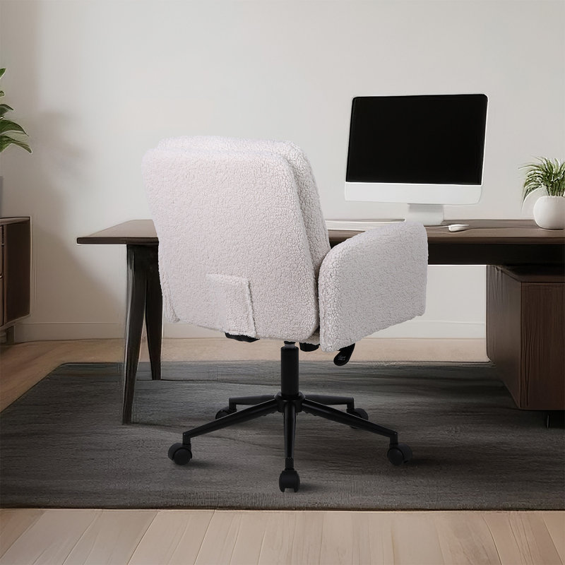 Bearett Upholstered Office Chair Desk Chair Home Office Task Chair With Armrest, Dark Grey