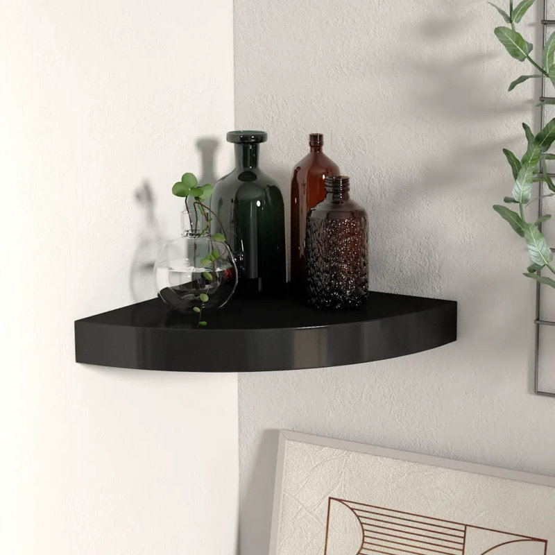 Arsi Corner Shelf, Black, 3.8cm H x 25cm W x 25cm D