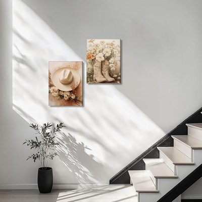 Ensemble de 2 impressions florales sur toile Cowboy