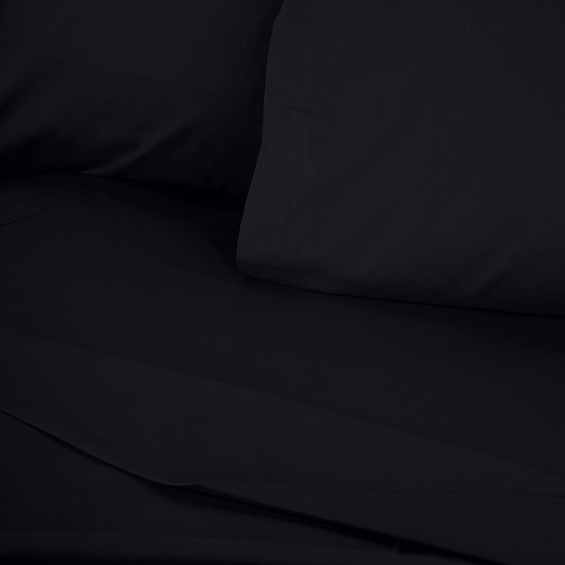 Premium Black Fitted Sheet, 39 x 79 x 12 | 100% Cotton Ranforce, 145 Thread Count | Soft, Breathable, and Machine Washable at 86°F | Perfect for Comfort and Style in Any Bedroom