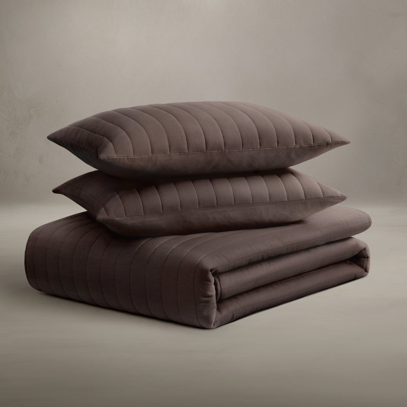 Standard Cotton-European Linen Quilt Set, Moon, Queen Quilt + 2 Standard Shams