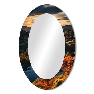 Forest Autumn In The Usa II - Yellow Oval Wall Mirror Decor