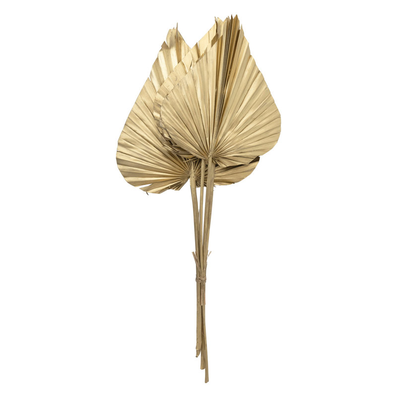 Dried Natural Sun Cut Palm Bunch in Gold Finish