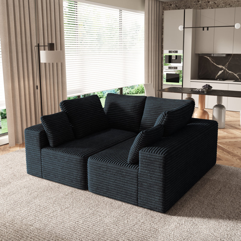 Canapé modulaire Aruba, Velours côtelé noir