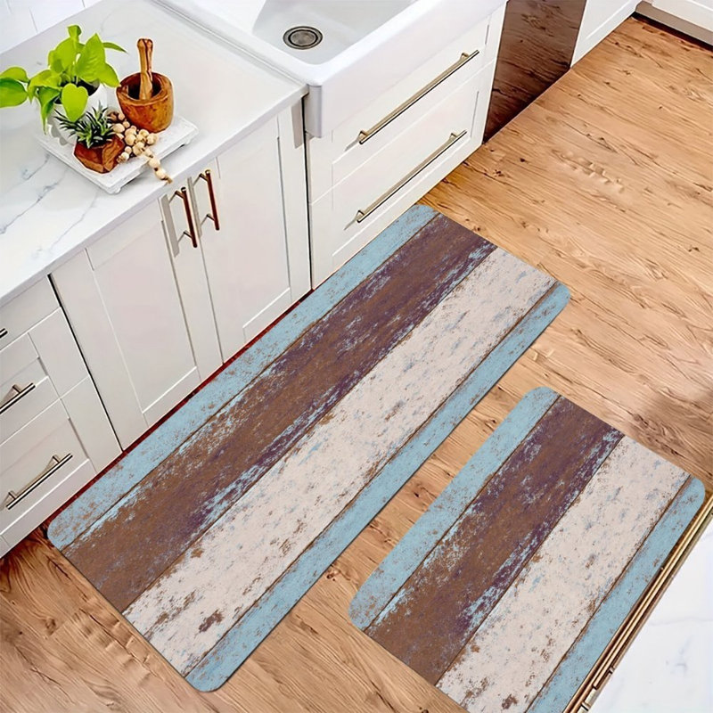Ensemble de 2 tapis de cuisine colorés avec papillons et fleurs