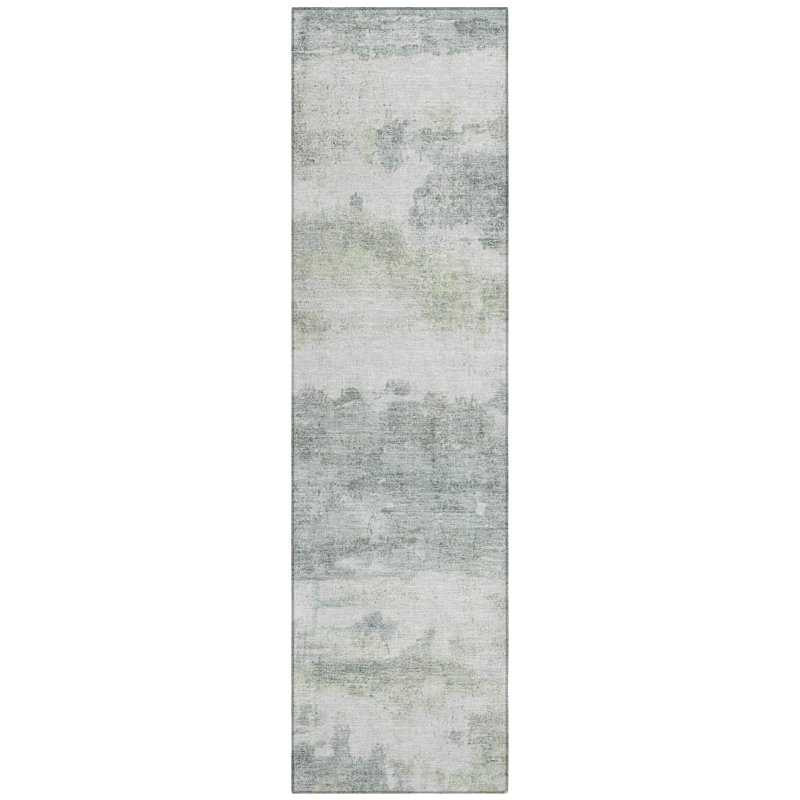 Tapis moderne lavable à la machine intérieur / extérieur ACN2873, Sarcelle, Tapis de couloir 2 pi 3 po x 7 pi 6 po