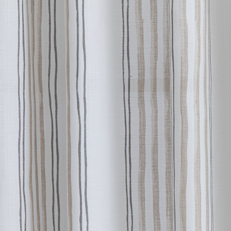 Sawna Polyester / Cotton Light-Filtering Stripped Curtain Panel with Grommet Top, Taupe, 50" W x 84" L