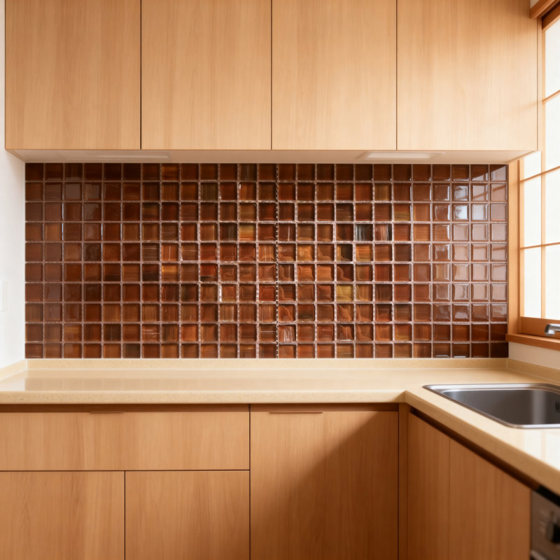 Handicraft 12 in. x 12 in. Stained Glass Straight Edge Square Mosaic Wall Pool & Floor Tile, Frisco