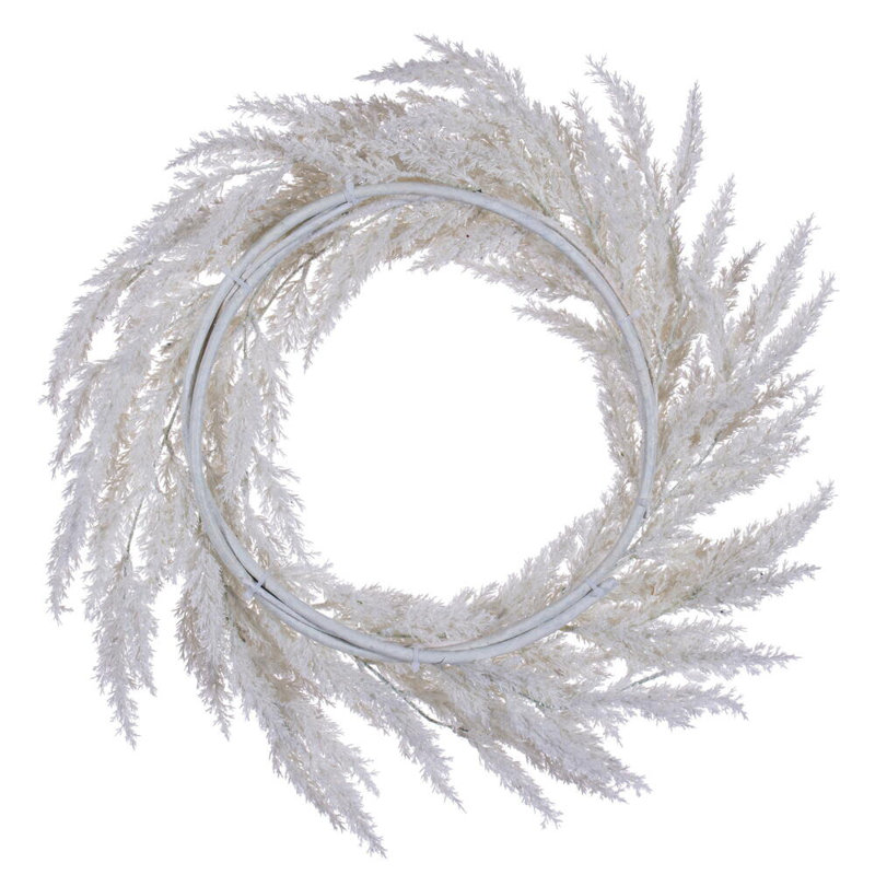 Vickerman 24" UnLit Artificial Pampas Grass Wreath., White