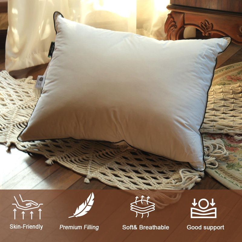 Oreiller en duvet de luxe HYVIF - oreillers ultra-doux et de qualité supérieure pour un confort et un soutien supérieurs pendant le sommeil - grand lit (20 po x 28 po)