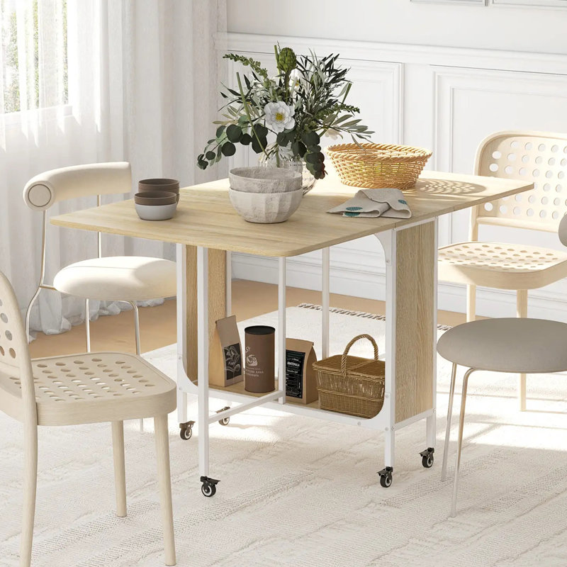Ahniyah Metal Base Dining Table, Natural Wood